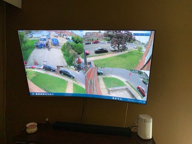 All of it on one screen &mdash; a live four-camera view of the property.